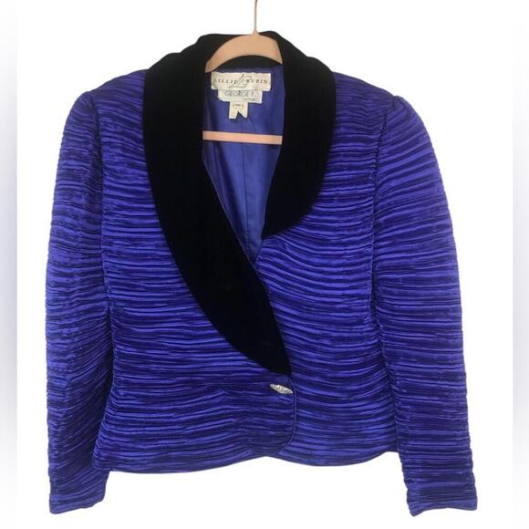 Lillie Rubin Jackets & Blazers - Vintage Lillie Rubin Women's Textured Blazer Rushed Black Faux Fur Collar